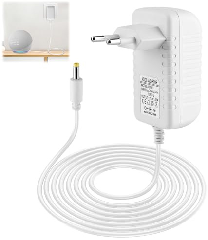 15W Netzteil für Echo Dot(3/4/5 Gen), 2M 12V 15W 1.25A Ladegerät Netzadapter für Echo Show 5(1./2. Gen) Echo Dot Kids Edition Echo Spot, Weiß