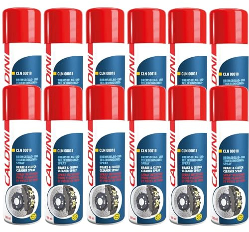 Caldini Bremsenreiniger 12 x 500 ml, acetonfreier Teilereiniger und Entfetter in Spraydose, entfernt Öl, Fett und Schmutz von Bremsen und Kupplungsteilen, Schnell & Rückstandsfrei, Made in Germany