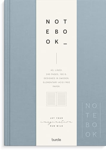 Burde Notizbuch Textil hellblau liniert A5: Edles Notizbuch eingebunden in feinen Leinen.