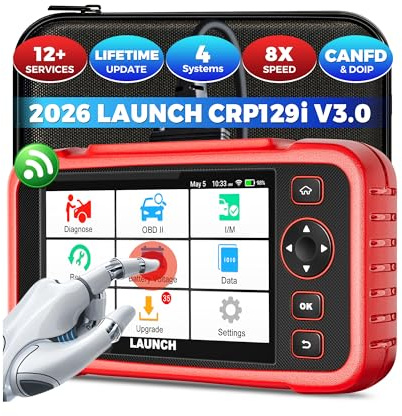 LAUNCH CRP129i V3 OBD2 Auto Diagnostica, 4 Sistemi Diagnosi Auto Professionale in Italiano,12+ Resets (Oil/DPF/ABS/SAS/Brake/BMS/TPMS/Injector/AFS/Throttle Calibration),CAN-FD&DOIP, Aggiornamento WiFi