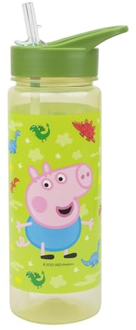 Barbo Toys - George Dino Trinkflasche, Kinder Trinkflasche 3–8 Jahre, spülmaschinengeeignet, leicht und langlebig, Peppa Wutz George Motiv aus Peppa Pig, Maße 6,5x6,5x22cm