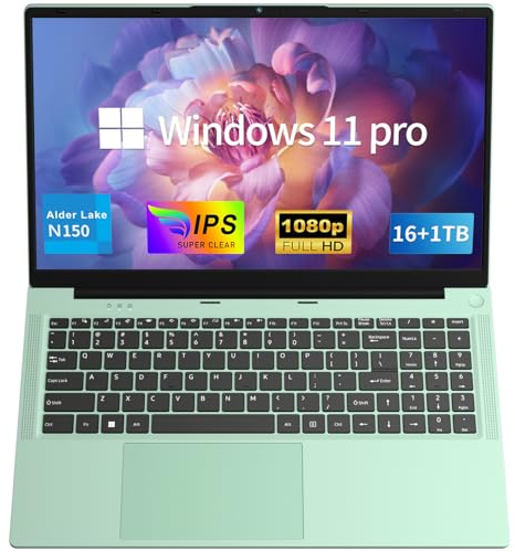 MOONFISH Computer portatile, 15,6 pollici Lap Top Pc 2025 Window 11 Pro, 16 GB RAM 1TB SSD, 13a generazione N150 processore (fino a 3,6 GHz), tastiera retroilluminata, FHD 1920 * 1080, Office 365