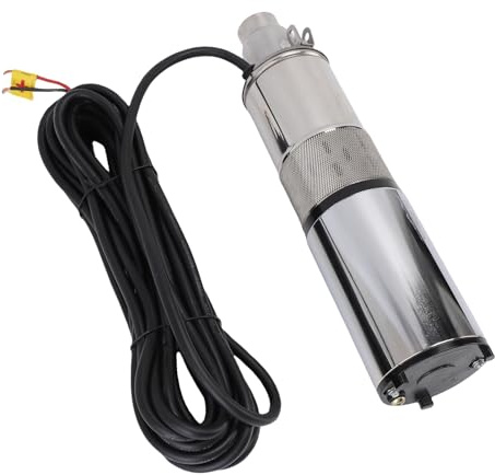 Bewinner Tiefbrunnen-Tauchpumpe 260 W, 1,2 M3/h max. Durchfluss, 40 M Förderhöhe, Solarbetriebene Edelstahl-Schraubenpumpe mit 10 M Netzkabel für die Bewässerung