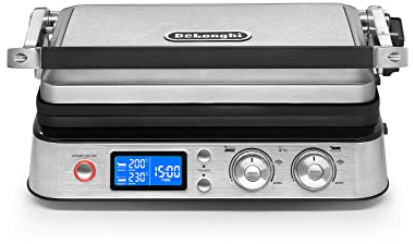 De'Longhi Multigrill cgh1020d Electric Contact Grill – Barbecue (Table, Black, Metallic, Rectangular, Cookbook, Gloves)