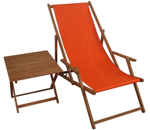 Erst-Holz Gartenliege Liegestuhl terracotta Tisch Deckchair Buche Strandstuhl Sonnenliege klappbar 10-309T