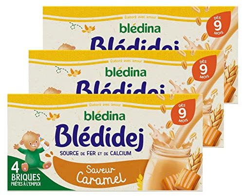 Blédina Blédidej - Céréales bébé Lactées Caramel - Dès 9 Mois - 12 briques de 250mL