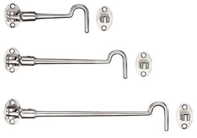Satin Stainless Steel Heavy Duty Cabin Hook and Eye Lock for Shed, Gate or Garage Door - Choose from: 100mm (4), 150mm (6) or 200mm (8) (200mm (8))