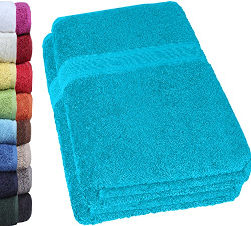 NatureMark 2er Pack DUSCHTÜCHER Premium Qualität 70x140cm DUSCHTUCH Dusch-Handtuch Doppelpack Farbe: Türkis