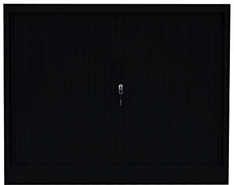 Querrollladenschrank komplett montiert Sideboard 100cm breit Stahl Büro Aktenschrank Rollladenschrank Schwarz 555109 (HxBxT) 750 x 1000 x 460 mm