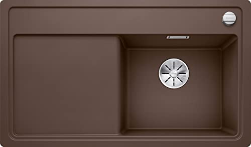 BLANCO ZENAR 45 S-F | Granitspüle aus SILGRANIT cafe | Hauptbecken rechts | [84,8x49,8x20,2 cm] | für 45 cm breite Unterschränke | Hauptbecken rechts | Reinigungsfreundlich | Einbauart: Flächenbündig