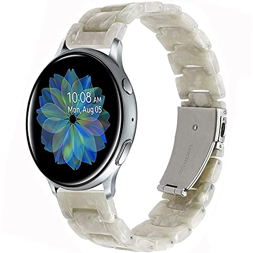 Miimall Kompatibel mit Samsung Galaxy Watch 5/5 Pro/4/4 Classic/Active 2 44mm 40mm/Galaxy Watch 3 41mm Armband, 20mm Harz Ersatz Armbänder Damen Ersatzarmband für Galaxy Watch 42mm - Perle
