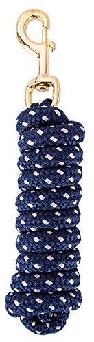 Merauno® Führstrick für Pferd - Anbindestrick in verschiedenen stylischen Designs, Führleine, Anbindeseil Pony, Esel, Ziege lang Strick mit Karabinerhaken(Marine, Karabinerhaken)