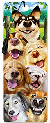 3D LiveLife Lesezeichen - Hundenselfie von Deluxebase. Ein Hunden-Lesezeiche mit linsenförmigen 3D-Kunstwerken, lizenziert von dem bekannten Künstler Michael Searle