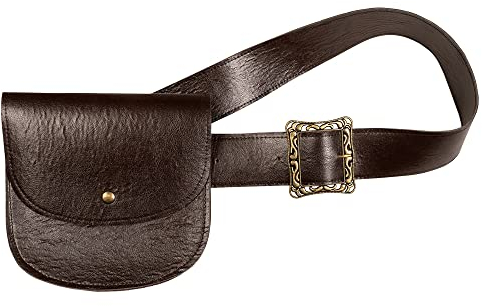 Boland 36012 - Gürteltasche mit Gürtel, braun-gold, Tasche 18 x 18 cm, Gürtel 110 x 5 cm, in der Weite verstellbar, Pirat, Cowboy, Steampunk, Kostüm, Karneval, Mottoparty