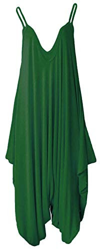 Colop Ladies Cami Lagenlook Romper Baggy Harem Playsuit Women Jumpsuit Dress Plus Size (Bottle Green, 12-14)