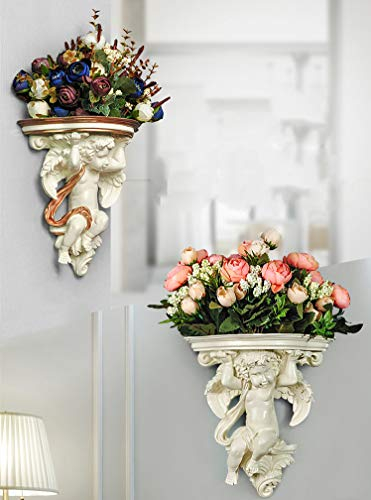 Bai You Mei Engel Dekofigur Wandbehang Wand Anhänger mit Blumen Dekoartikel für die Wand Deko Wohnzimmer