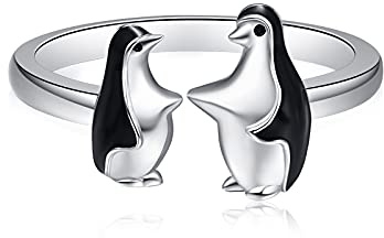 KINGWHYTE Pinguin Ring 925 Sterling Silber für Frauen