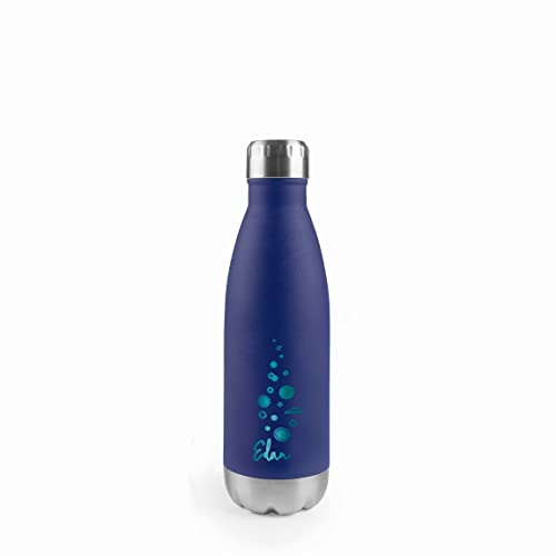 Lacor - 62588 - Botella Acero Inoxidable Edan, Botella de Agua, Doble Pared de Aislamiento, Tapón de Rosca, Libre BPA, Capacidad: 0.5 L, Azul Navy