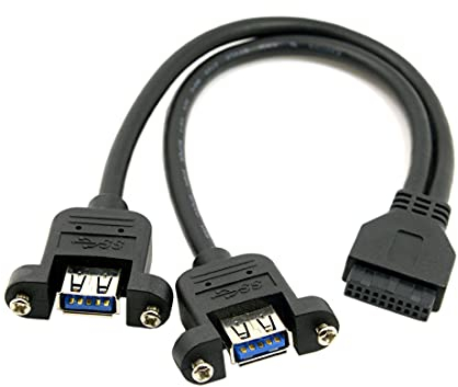 chenyang 2 porte USB 3.0 femmina a scheda madre 20pin maschio cavo per pannello frontale montaggio a vite tipo 30 cm