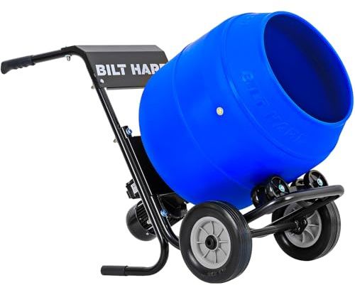 BILT HARD Cement Mixer 4 Cu.Ft. Portable Electric Poly Drum Concrete Mixer, Heavy Duty Power Cement Mixing Machine for Mortar, Stucco and Fodder