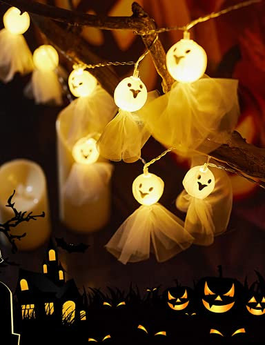 yumcute Halloween Lichterkette, Halloween Dekorationen, Geist-lichterkette, Batteriebetrieben, für Halloween, Gärten, für Dekorationen Outdoor Indoor 1er-Pack (Warmweiß)