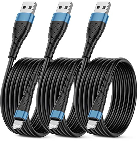 OIITH 3-Pack 10ft MFi Certified iPhone/iPad Charging Cords, 2.4A Lightning Cable, Compatible with iPhone 12/11/XS/Max/XR/X/8/7/iPad