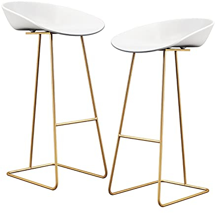 Metall Barhocker 2er Set, Küchenthekenhocker mit goldenem Bein für Theken-Pub-Höhe