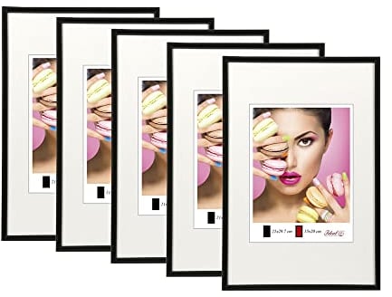 IDEAL TREND 2er 3er 5er Pack Photo Style Set Bilderrahmen Wanddeko Collage Poster Kunststoff Rahmen: Farbe: 5er Pack Schwarz | Format: 40x60