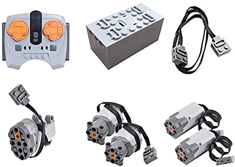 Power Functions Set, Motor Set with Remote Control, Battery Box, M/LMotor, Extension Wire Compatible with Many Models
