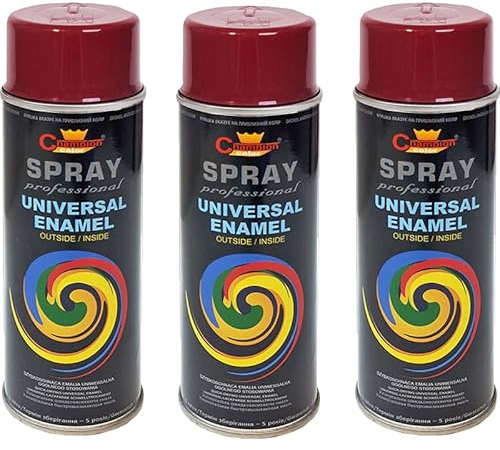 VE-INDUSTRIES Lackspray nach RAL 3er Sparpack Spraydose 400ml Buntlack für Holz, Metall (3004 Purpurrot)