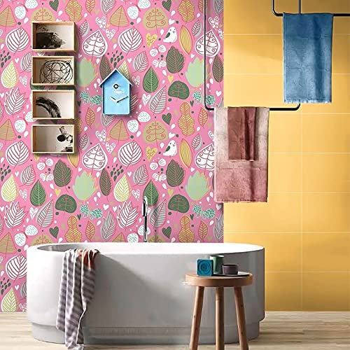 Tile Stickers Blush Pink Leaves Stick on Tiles Self Adhesive Wall Tiles Peel and Stick Wallpaper for Kitchen Bathroom Walls Decoration2P,30×60cm