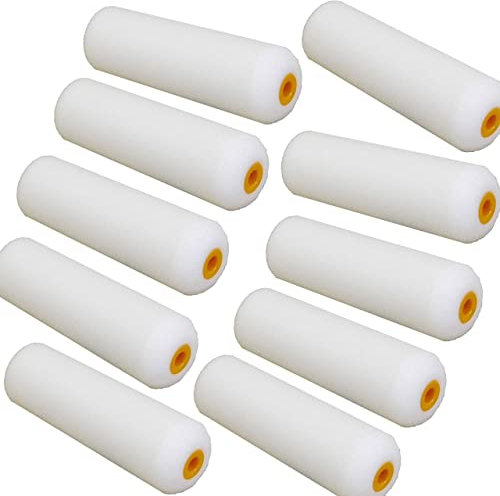 PEBBLE HUG 4 Mini Paint Rollers Set Foam for Emulsion, Paint, and Wood Stains, Widely Used, Versatile Size, Panel Doors, Ideal for Use (Pack of 10)