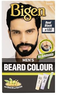 Bigen Beard Colour for Men | Hinterlässt keine flecken | Grauhaarabdeckung für Bärt in 10 min| Ohne Ammoniak - 100 Echte Zwart