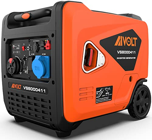 AIVOLT Inverter Stromerzeuger 6000 Watt Notstromaggregat Benzin leise Stromaggregat Hand- und Elektrostart Stromgenerator für Camping, Outdoor, Industrie, Haus Schwarz-orange3