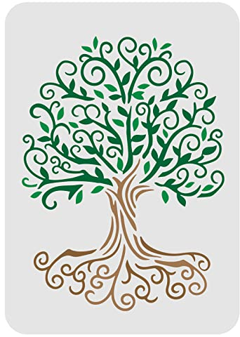 FINGERINSPIRE Arbre de Vie Dessin Pochoir 29.7X21cm Pochoir Arbre de Vie Réutilisable pour Peinture Grande Taille Plante Arbre Décoration Pochoirs pour Peinture sur Mur, Meubles, Bois et Papier
