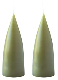 Kunstindustrien® Stumpenkerzen, Hergestellt in Dänemark, 43 Farben verfügbar, Kegel Kerze, Durchgefärbte Stumpenkerze lange Brenndauer von 15 Stunden, Kerzen Deko, 2 Stück, 6,5 x 16cm (Olive)