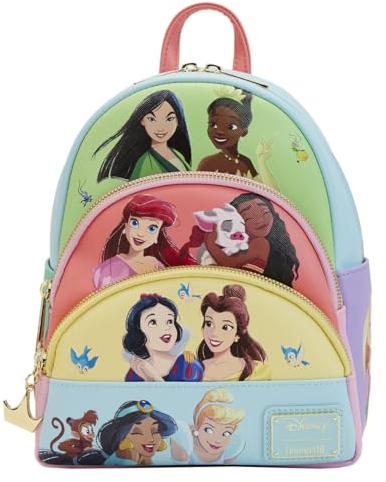 Loungefly Disney Triple Pocket Mini Backpack Princess Collage Nue offiziell One Size