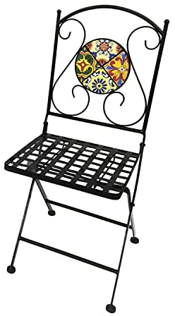 INDA-Exclusiv Klappbarer Mosaik Gartenstuhl Balkonstuhl Terassenstuhl Stern Design Klappstuhl Bistrostuhl Mosaikstuhl