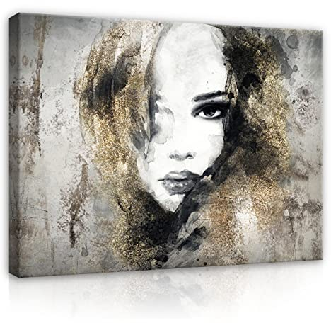 WallArena - Leinwand Bilder - auf Leinwand Frau Gesicht Lippen Abstrakt - - 120x80 cm Leinwandbilder - Bild auf leinwand - Wandbild XXL groß Wandbilder für Wohnzimmer Schlafzimmer Wohnzimmerbilder