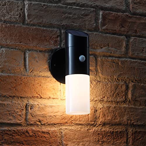 Auraglow Solar Outdoor PIR Sensor Welcome & Security Wall & Fence Light – 3000K Warm White & Colour Changing LED Modes – IP44 Weatherproof