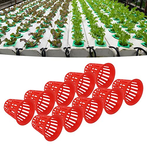 YLSZHY 10 Stück 5,6 cm Garten-Netzbecher, runde Netztöpfe, Hydrokulturbedarf, Orchideen, Aquaponik, Pflanzen, Kinderzimmer, Töpfe für Garten, Balkon, Pflanzen (rot)