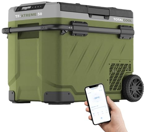 TF-XTREME Portable Refrigerator Fridge Freezer - 12V Electric Car Fridge Cooler for Camping - Motorhome Cool Box 24V Off-Grid Fishing Picnic Van Coolbox Green 50L