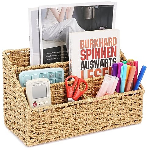 Oranwell Gewebter Post-Organizer für Schreibtisch-Arbeitsplatte, Briefhalter, Aufbewahrungskorb für Desktop-Theke, Brief-Rechnungen, Aktenumschlag, Briefhalter, Organizer, Sortierkorb für