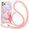 ZhuoFan Handykette Handyhülle für iPhone 7/8/SE 2022/SE 2020 Hülle mit Band, Aesthetic Rosa Marmor Motiv Schutzhülle mit Kordel zum Umhängen, Weich TPU Silikon Stoßfeste Necklace Lanyard Case