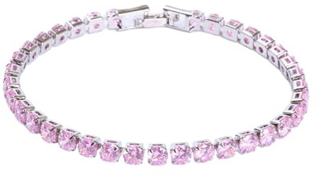 DSOUWEH Bracciale in argento sterling 925 adatto a molte occasioni Eccellente braccialetto nuziale in cristallo con catena ghiacciata in rame, rosa platino 17 cm
