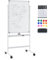 GYMAX Lavagna Magnetica con 4 Ruote, Lavagna Bifacciale con Set di Accessori, Cancellabile a Secco, Lavagna Mobile Regolabile in Altezza, per Scuola, Ufficio, Casa (60 x 90cm, Bianco)