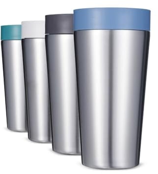 Circular & Co Thermal Stainless Steel Travel Mug - 12oz/340ml - Insulated Reusable Coffee Cup - 100% Leakproof & Lockable - 6 Hours Hot/Cold - Push Top, One Hand Open, 360 Drinking Coffee Tumbler