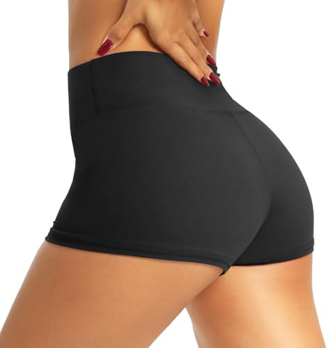 QGGQDD Workout Biker Shorts for Women - 3/5/8 High Waisted Tummy Control Spandex Booty Shorts for Gym Yoga Volleyball Black