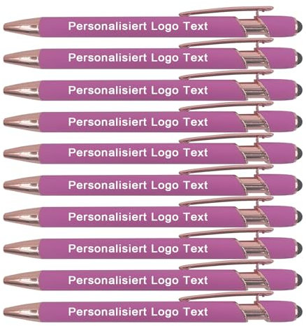 HEYZARDA Kugelschreiber mit Gravur Namen Text Logo für Büro Schule Business Bulk Pink 10 Stück