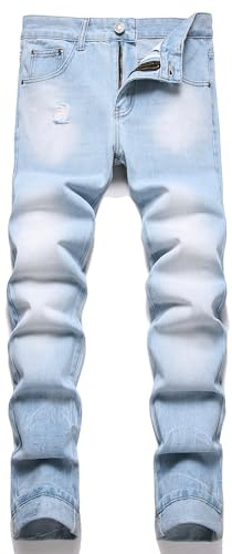 AITITIA Men's Ripped Regular Fit Jeans, 3014 Blue, 30